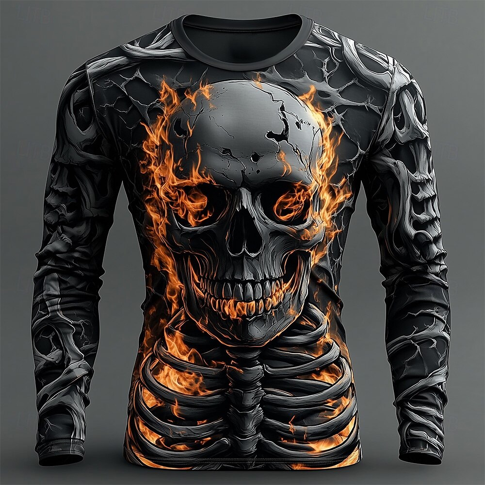 เสื้อยืดผู้ชายลายหัวกะโหลกเปลว - Men'S Fashion T Shirts บทวิจารณ์และราคา