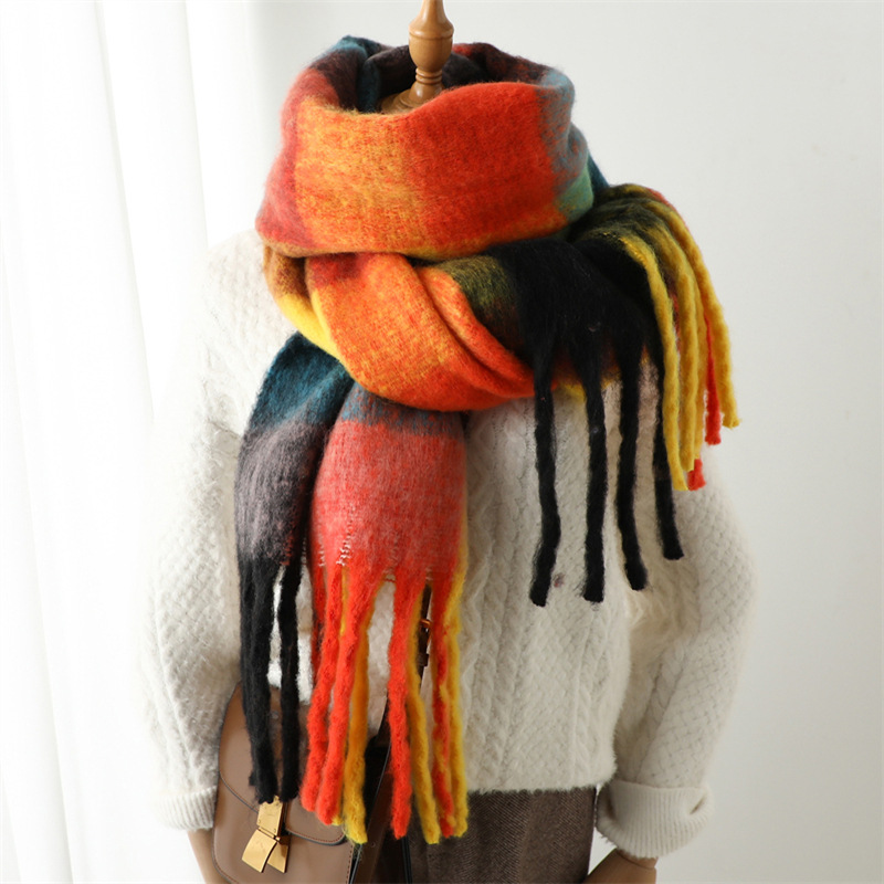 ผ้าพันคอลายตารางสำหรับฤดูใบไม้ - Men Scarf Wool บทวิจารณ์และราคา