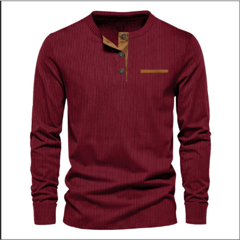 เสื้อยืดแขนยาวคอเฮนลีย์ผ้าลูกฟ - Men'S Fashion T Shirts บทวิจารณ์และราคา