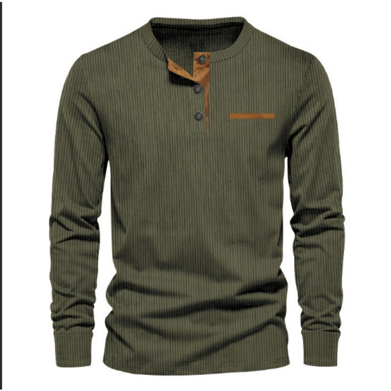เสื้อยืดแขนยาวคอเฮนลีย์ผ้าลูกฟ - Men'S Fashion T Shirts บทวิจารณ์และราคา