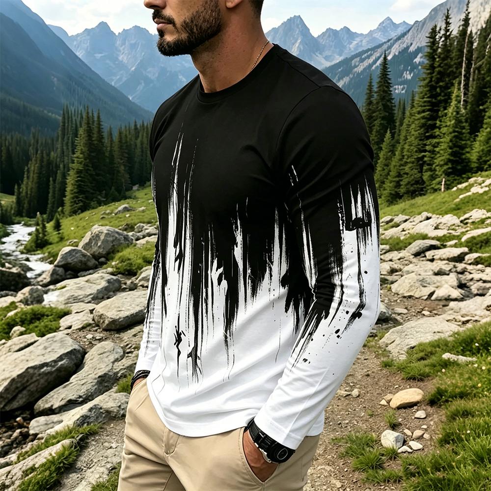 เสื้อยืดแขนยาวผู้ชายลายไล่เฉดส - Men'S Fashion T Shirts บทวิจารณ์และราคา
